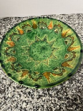 Paco Tito Ubeda 10” Handmade Green Decorative Ceramic Plate